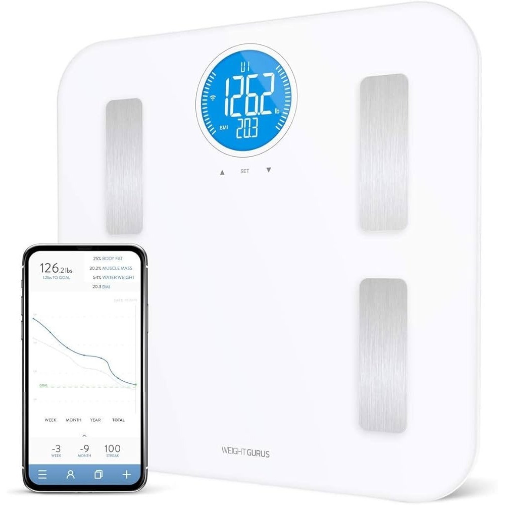 NEW - Greater Goods Weight Gurus Bluetooth Smart Scale - White Glass